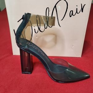 Wild Pair Dellie Ankle-Strap Pumps Black Vinyl